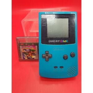 Nintendo Game Boy Color Handheld Console Blue & Tested Working One Free Game